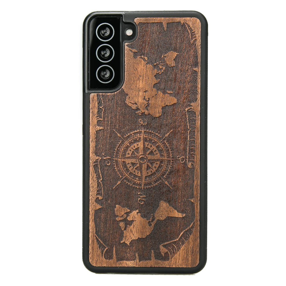 Holzhülle Für Samsung Galaxy S21 Plus Wind Rose Merbau