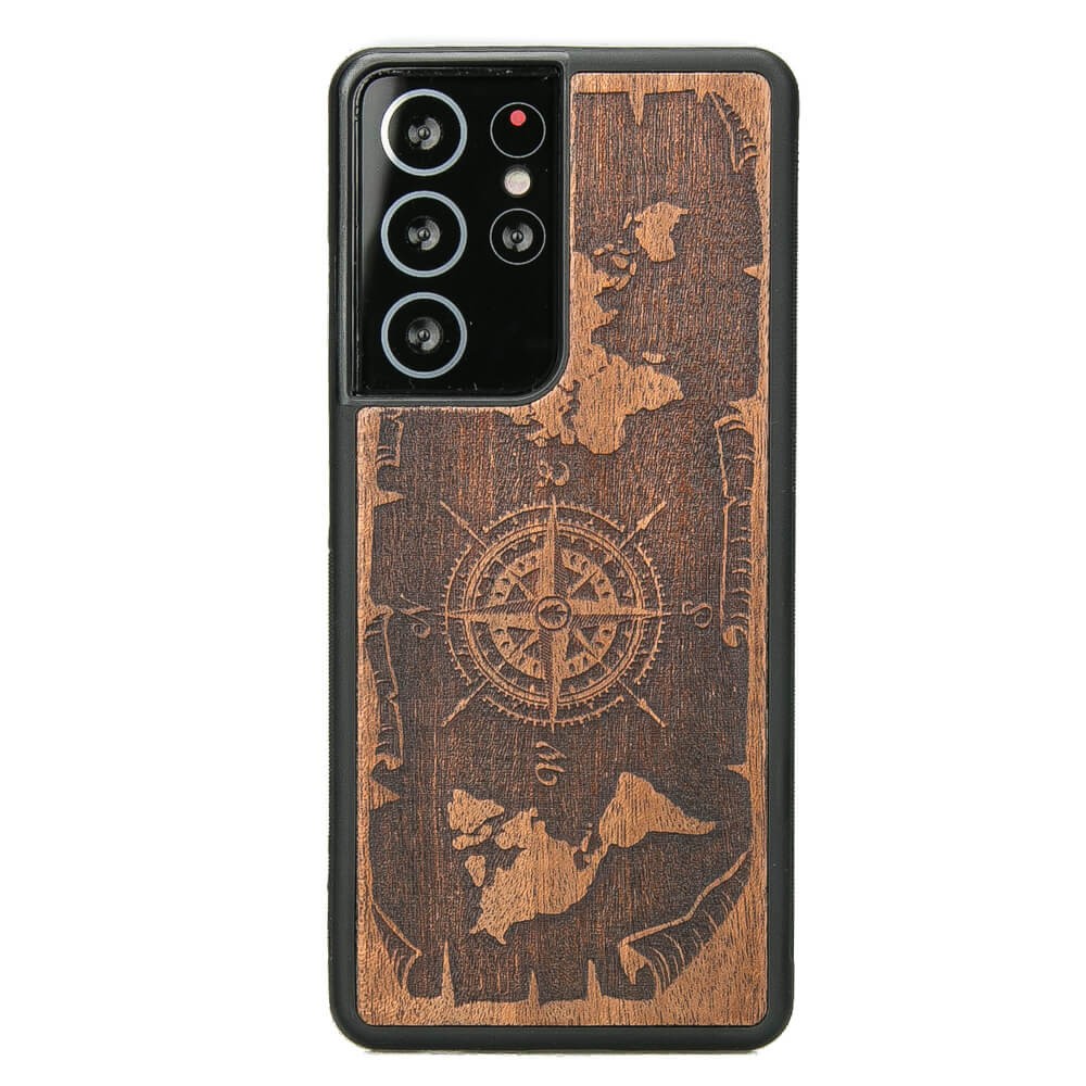 Holzhülle Für Samsung Galaxy S21 Ultra Wind Rose Merbau