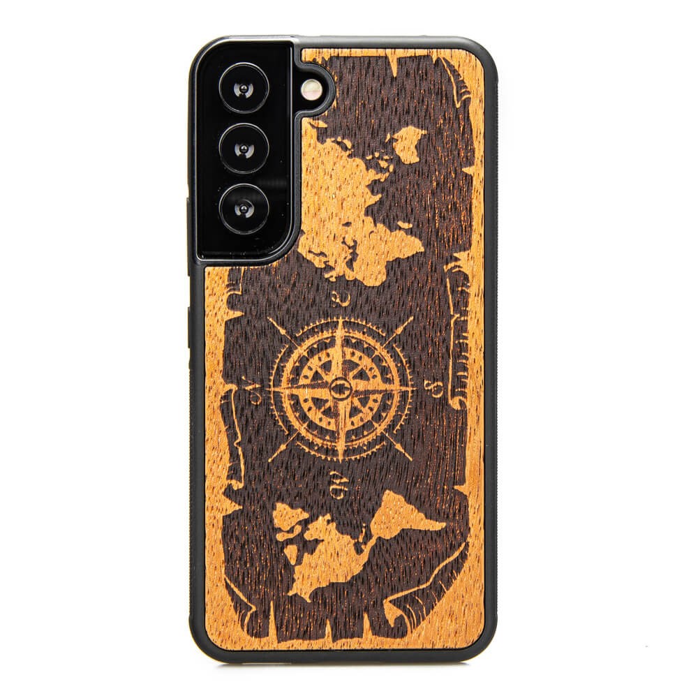 Holzhülle Für Samsung Galaxy S22 Wind Rose Merbau