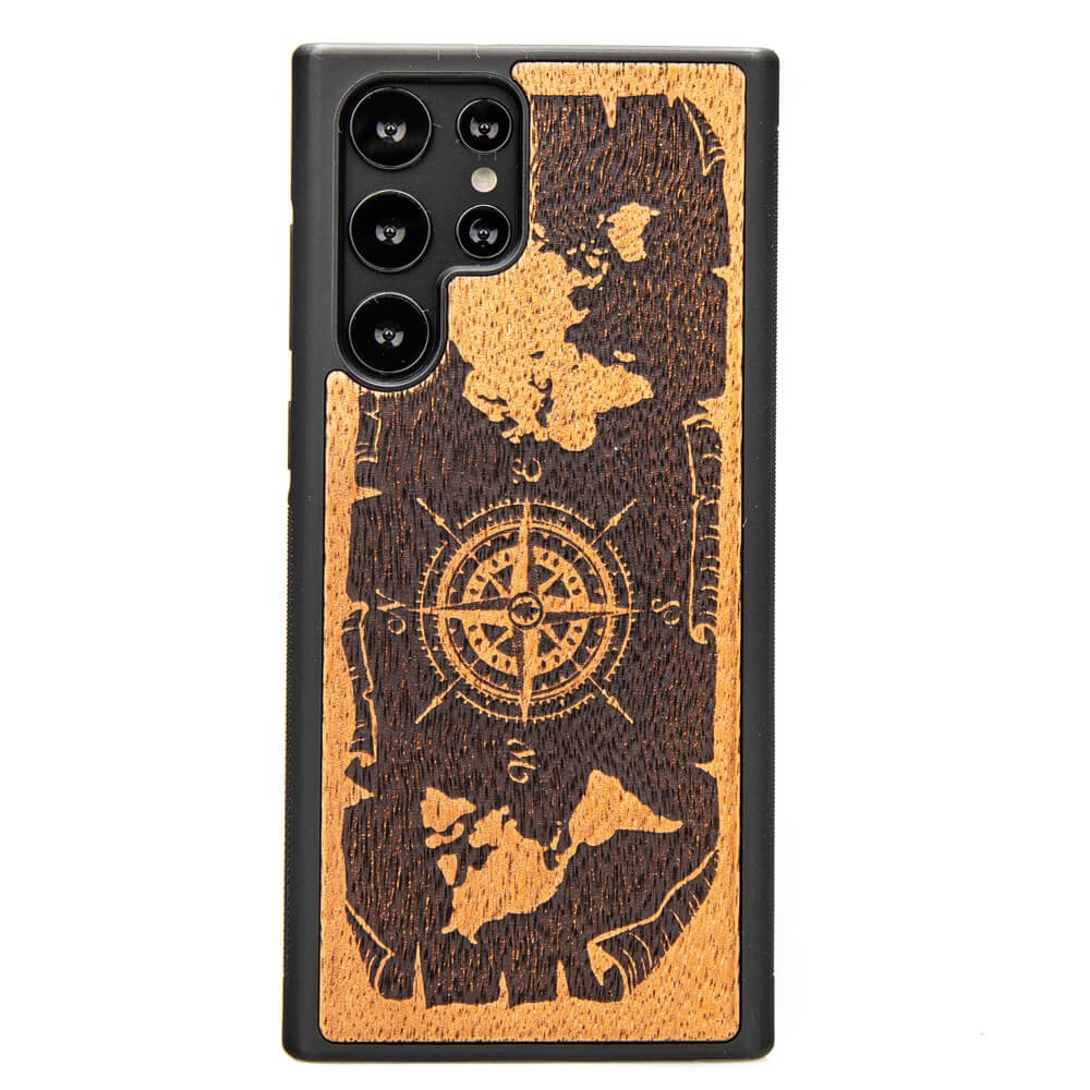 Holzhülle Für Samsung Galaxy S22 Ultra Wind Rose Merbau