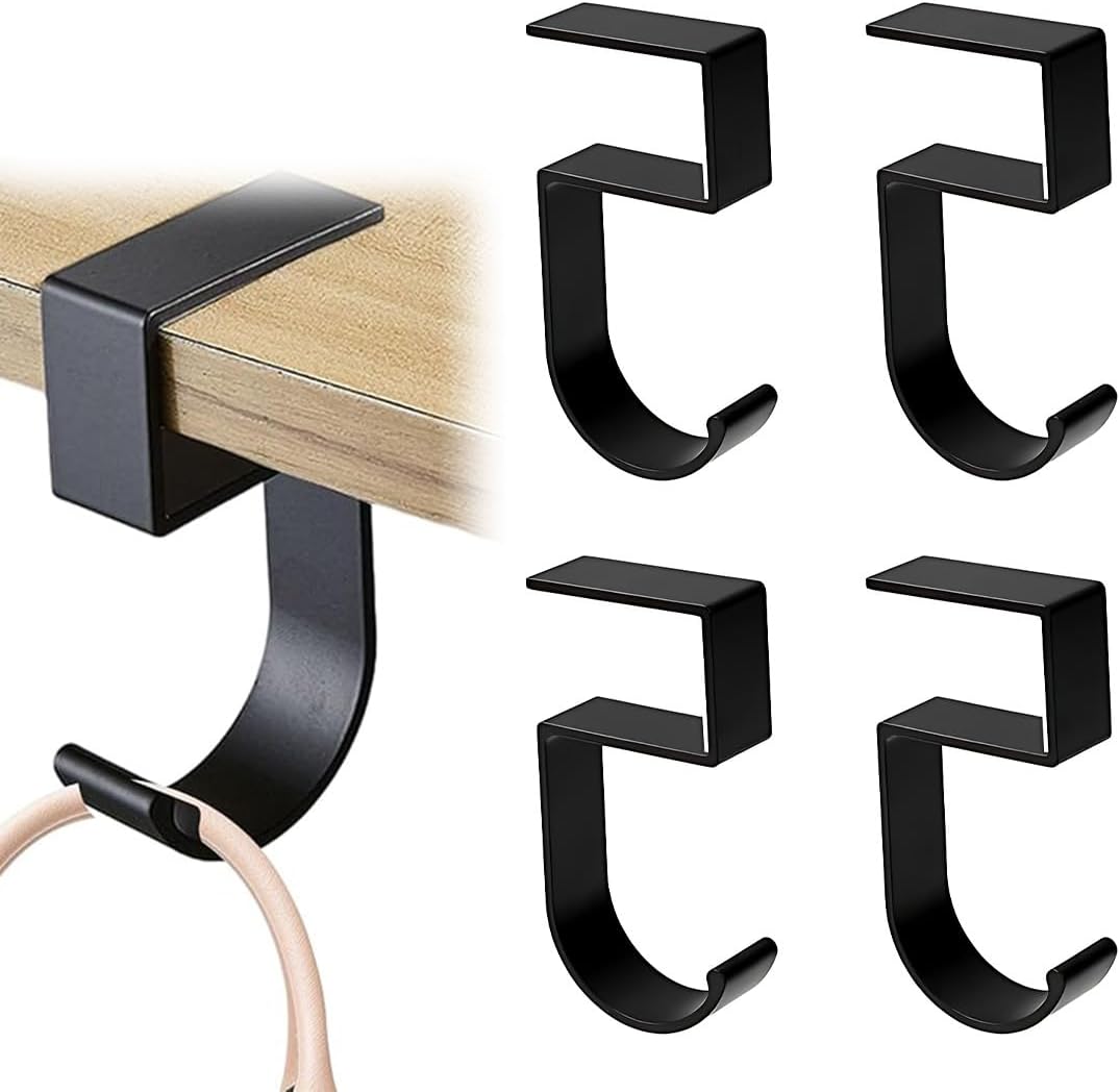 Vier Tragbare Schreibtischhaken, Geeignet Für Schüler Und Büros, Benötigen Keine Nägel Und Können Zum Aufhängen Von Handtaschen, Geldbörsen, Kopfhörern Und Rucksäcken Verwendet Werden.