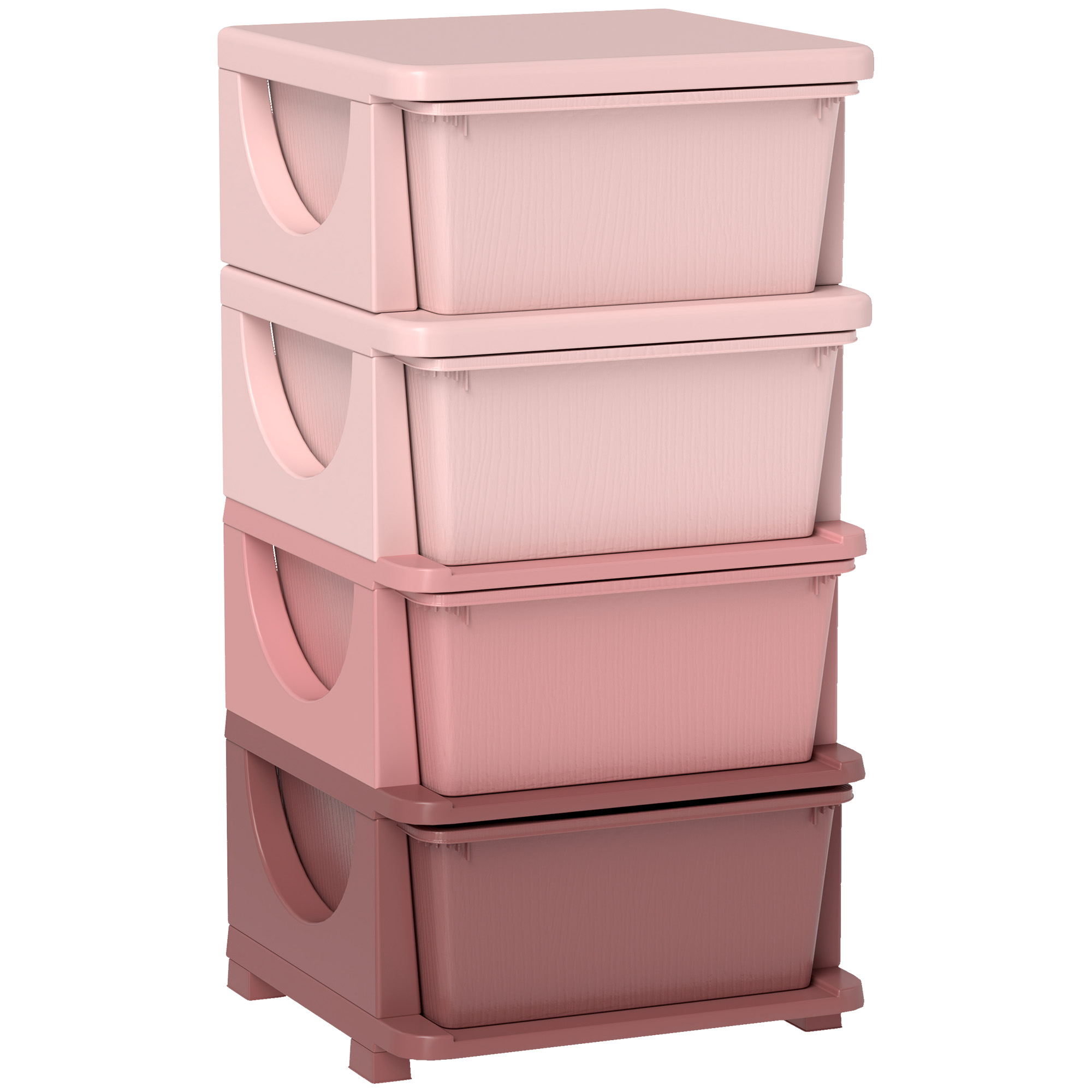 Aufbewahrungsboxen Für Kinder, 4 Schubladen, Abgerundete Kanten, Erhöhtes Design, 37x37x76 Cm, Rosa