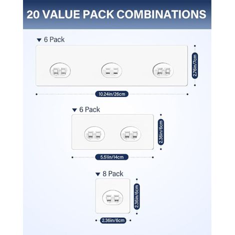 Selbstklebende Haken – 20er-pack Selbstklebende Wandhaken, Ideal Zum Aufhängen Von Bürsten, Handtüchern, Regenschirmen, Handtaschen Usw. Einfache Montage, Kein Bohren Erforderlich, In Küche Und Bad.