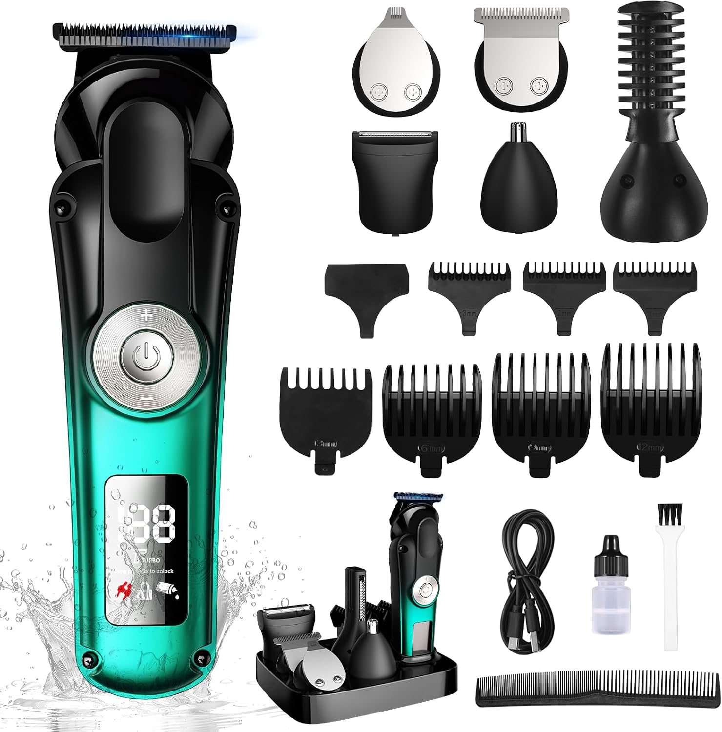 6-in-1-profi-mann-pflegeset (snor, Lichaam, Gezicht), 17-delig, Haartrimmer, Neus/oor/lichaam/gezichtstrimmer, Elektrisches Scheergerät Mit Typ-c-ladegerät