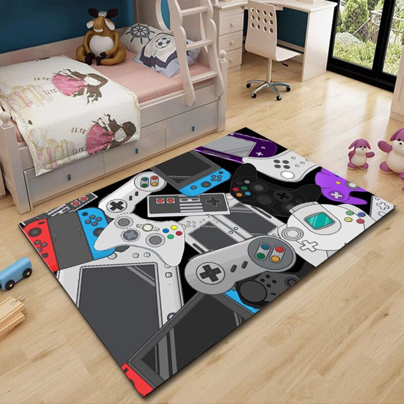 [niemals Verwendet] 3d-gaming-matte Mit Controller – 120 X 160 Cm, Wohnzimmer- Oder Schlafzimmerteppich, Geek-style, Waschbar Und Rutschfest