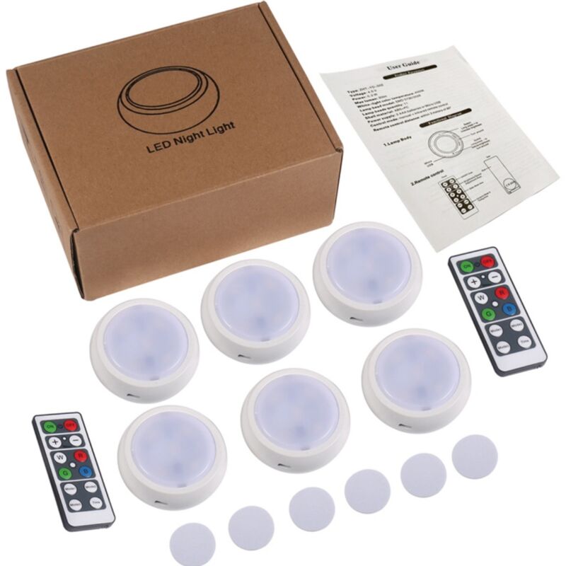[niemals Verwendet] Schrankbeleuchtung – Rgb-led-leuchten, 6 Stück, 16 Farben, 4000 K, Mit 2 Fernbedienungen, Für Schlafzimmer, Küche, Wohnzimmer, Kleiderschrank