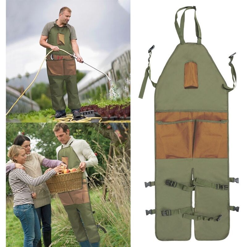 [niemals Verwendet] Wasserdichte, Lange Gartenschürze Mit Leggings Und Handytasche Für Damen Und Herren – Gartenschürze Mit Verstellbarem Verschluss Für Den Außenbereich, Oxford-gewebe