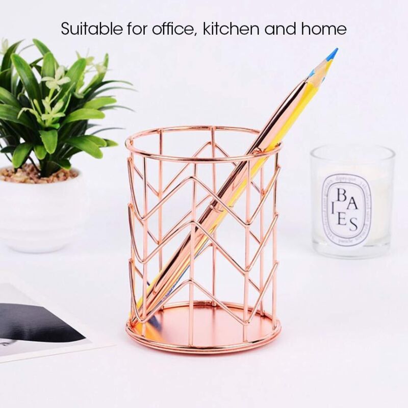 [niemals Verwendet] Metallener Stiftehalter Für Schreibtisch, Stiftehalter, Make-up-pinselhalter, Schreibwaren, Schreibtisch-organizer Aus Eisen (roségold)