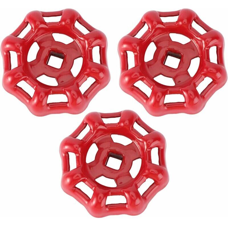 3pcs Robinet Tuyau Bibb Roue Poignée Valve Remplacement Sillcock En Fonte Broche Ronde En Métal À L'Extérieur Robinet Robinet D'Eau Poignée Vanne Rouge 5cm