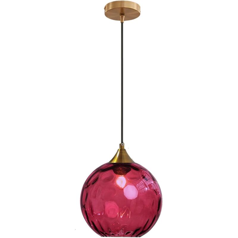 [niemals Verwendet] Kronleuchter Mit 20 Cm Großer Glaskugel, Vergoldeter Bronzesockel Mit Glaskugel, Ideal Für Eine Kücheninsel Oder Ein Esszimmer (rot)
