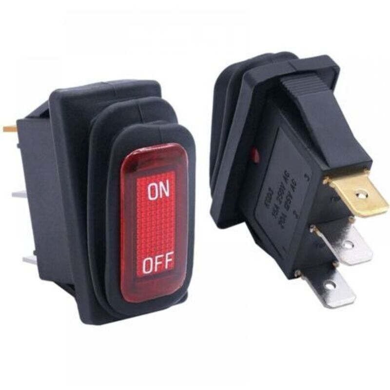 [niemals Verwendet] Stück Wasserdichte 12v Rote Beleuchtete Automatische Ein/aus-spst-3-pin-2-positionen-wechselstrom-wippschalter Kcd3-101nw-on/off