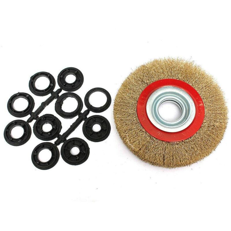 [niemals Verwendet] Runde Stahlbürste, 150 Mm Durchmesser, Flach Mit 10 Ringen Für Tischschleifmaschinen, Schleifen/reinigen/entgraten