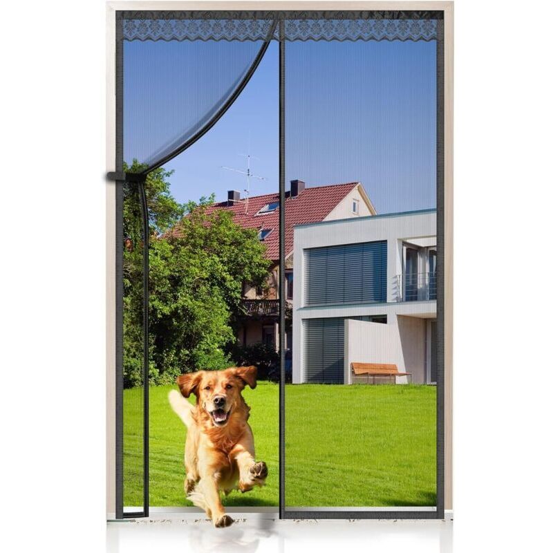 Bardusch – Magnetisches Fiberglas-türgitter 100 X 220 Cm, Automatisch Schließender Insektenschutzvorhang Mit Magneten, Kein Bohren Erforderlich, Schwarz