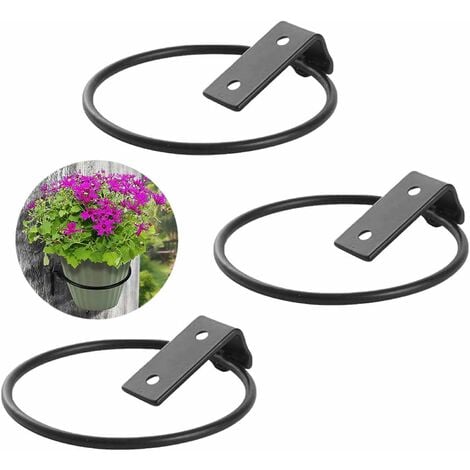 Wandmontierte Blumentopfhalterungen, Metallhaken Für Blumentöpfe, Blumenringhalter, Pflanztablettständer, Schwarz (10 Cm), 3 Stück