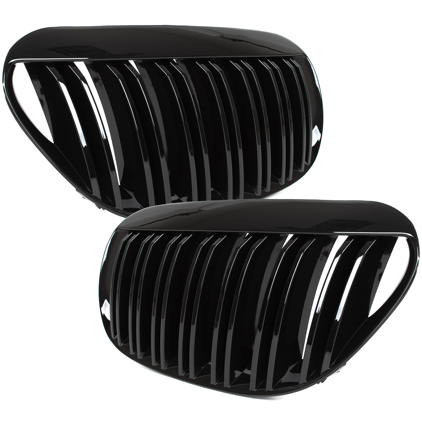 Bmw 6 E63 / E64 04-10 Nierengitter Zwischen Den Scheinwerfern Links + Rechts, Schwarz Glänzend, Doppelt