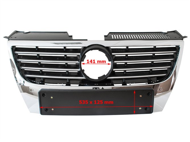 Vw Passat B6 05-10 Kühlergrill Zwischen Den Scheinwerfern, Breites Kennzeichen Ohne Pdc-öffnungen