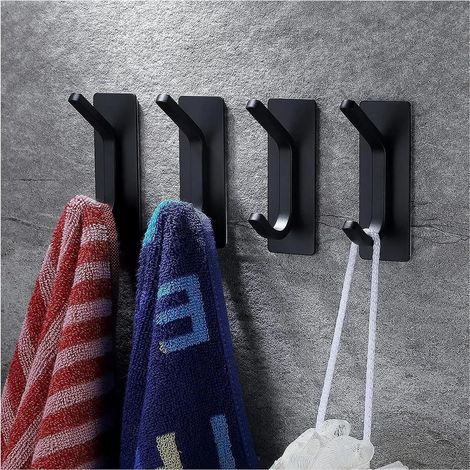 Selbstklebende Handtuchhaken, Edelstahl 304, Aufbewahrungshaken Für Bad/bademantel/schlafzimmer, Robuste Selbstklebende Wandhaken (12er-packung, Schwarz)