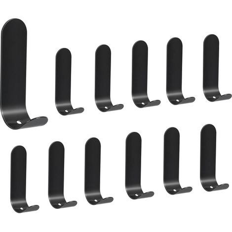 Set Mit 12 Schwarzen Klebehaken Für Die Wand, Küchenhandtuchhaken Aus Edelstahl 304, Bohrfreie Badezimmerhaken, Haken Und Aufhänger Für Zuhause