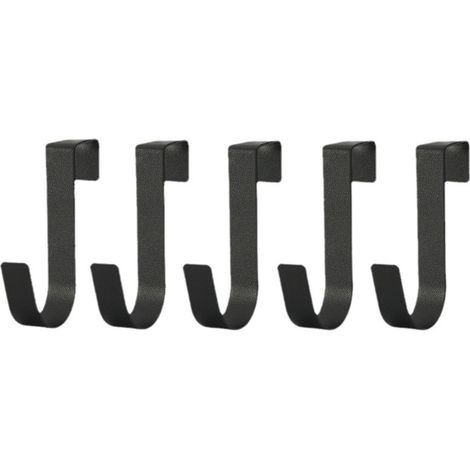 Türhaken, 10er-set, Schwarze Edelstahl-kleiderhaken, Typ J, Einzeln Verwendbar, Robust Und Langlebig, Hohe Belastbarkeit, Führungsschiene Für Türhaken.