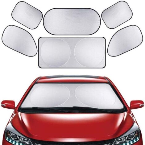 Autofenster-sonnenschutz, 6-teilig, Sonnenschutz Für Front- Oder Heckscheibe, Uv-schutz, Reflektierender Sonnenschutz Für Suvs Und Die Meisten Fahrzeuge, Silberfarben, Schützt Vor Schnee Und Eis.