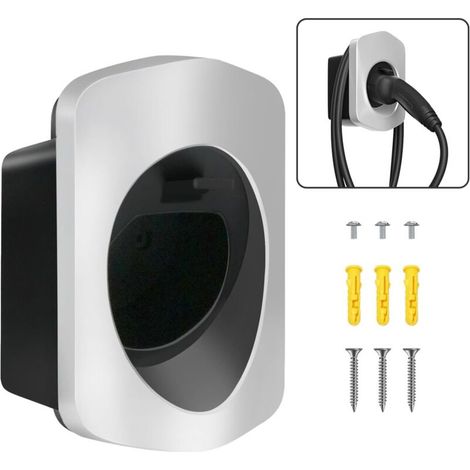 Wandhalterung Für Typ-2-kabel, Ladegerät Für Elektroautos Mit Stecker, Ladekabel-organizer, Zubehör Für Ladestationen, Silber