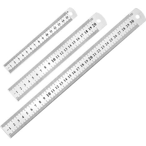 Lineal Aus Edelstahl (3-teilig, 15 Cm, 20 Cm Und 30 Cm), Silberfarben