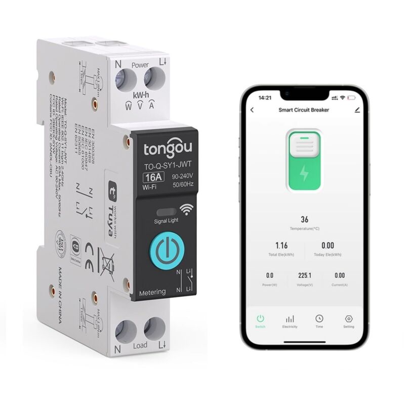 Intelligenter Schalter, Wlan-smart-leistungsschalter Mit 16 A, Kompatibel Mit Alexa, Google Assistant, Smart Life Und Tuya: Zähl-, Sprachsteuerungs- Und Timerfunktionen.