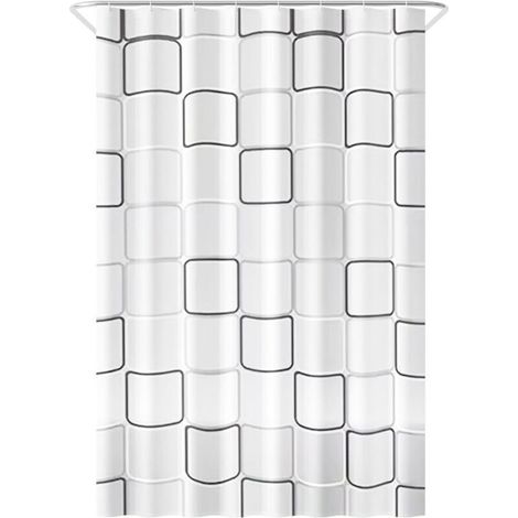 Anti-schimmel-duschvorhang – 120 X 200 Cm – Polyester, Würfelform – Inkl. Ringe – Duschvorhänge – Anti-schimmel-duschvorhang – Duschvorhang Fürs Badezimmer – Würfel-duschvorhang