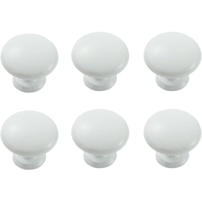 Runde Schubladengriffe Aus Aluminium, Moderne Und Minimalistische Möbelgriffe Für Küchenschränke, Kommoden Und Kleiderschränke, Weiß, 6er-set