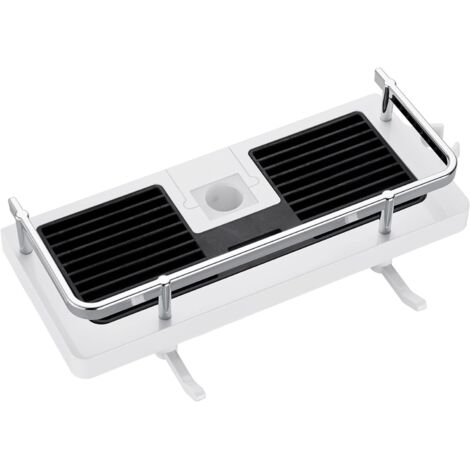 Dusche-ablage Mit Seifenschale, Badzimmer-organizer Für Die Dusche Ohne Bohren, Inkl. Seifenschale, Haken Und Wasserdichter, Rostfreier, Selbstklebender Wandhalter Für Handtücher, Weiß, 1 Stück