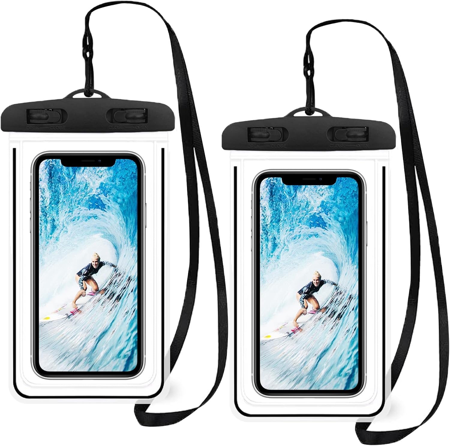 Set Mit 2 Wasserdichten Handytaschen, Wasserdichten Handyhüllen, Schutzhüllen Für Mobiltelefone, Universelle Wasserdichte Hülle, Schutzhülle, Wasserdichte Handyhülle – Schwarz