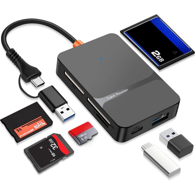 6-in-1 Multi-format-kartenleser, Usb-c-zu-sd/tf/cf/ms-sd-kartenleser, Usb-adapter Für Iphone/ipad/macbook Pro/air, Unterstützt Micro-sd-karten