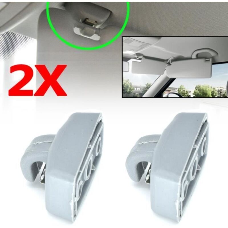 Clip De Pare-soleil - Xukey - 2pcs - Compatible Vw T4 T5 T6 - Gris Perle - Plastique