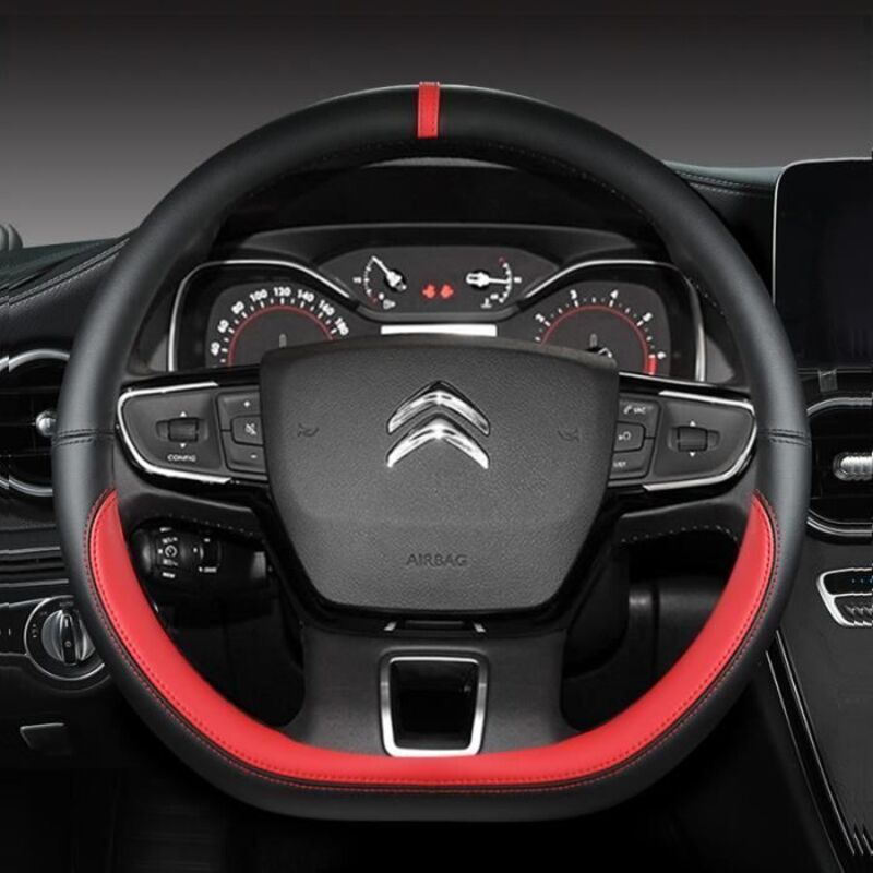 Couvre-volant - Rouge - Citroen C3 Ii Iii - Confort Conducteur - Compatible C3 Aircross - Noir