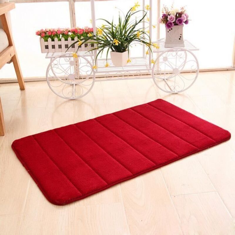 Rouge Tapis En Mousse À Mémoire Absorbant Tapis Antidérapantes De Bain Pour Douche Baignoire
