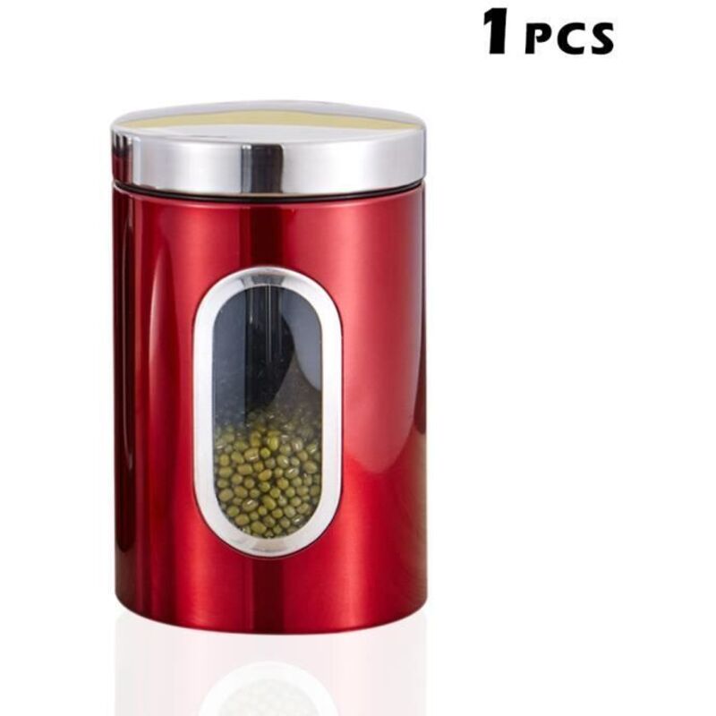 Les Boîtes De Stockage De Sucre De Café De Thé Jarres Pots De Récipient De Cuisine Inoxydable - Rouge