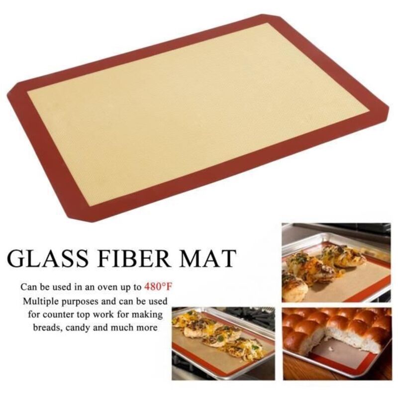 Tapis De Cuisson 42cm X 29.5cm Silicone Antidérapant Pâtisserie Rouge