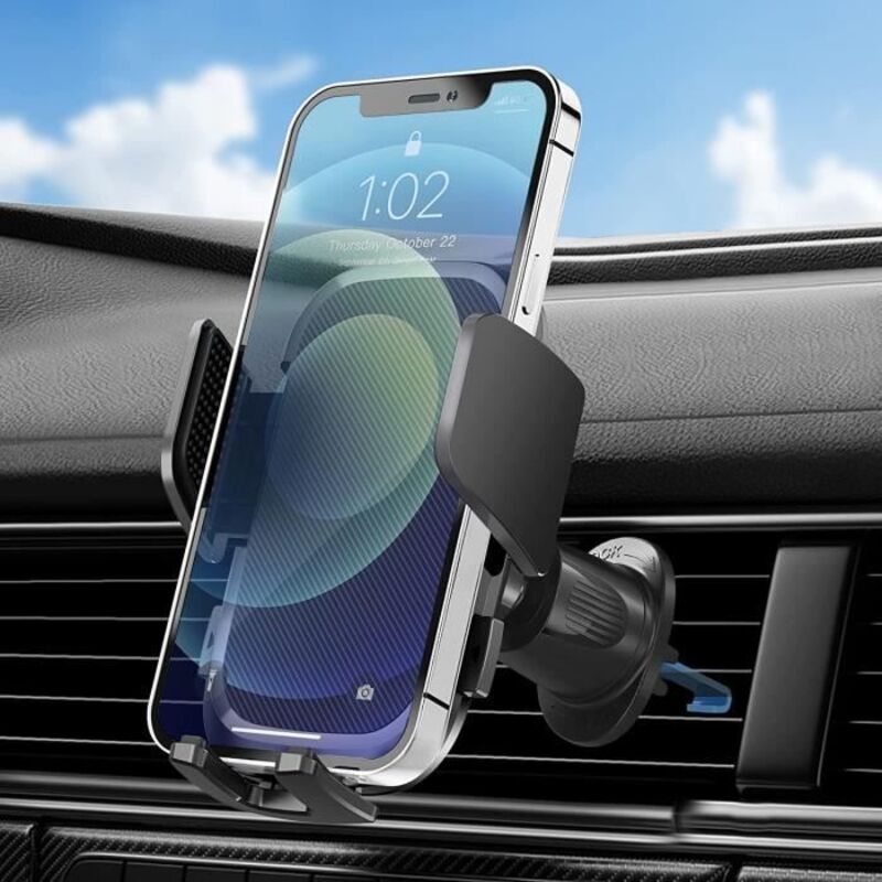 Support Téléphone Voiture - Toproduits® - Rotatif 360° - Compatible Iphone/samsung - Silicone Noir