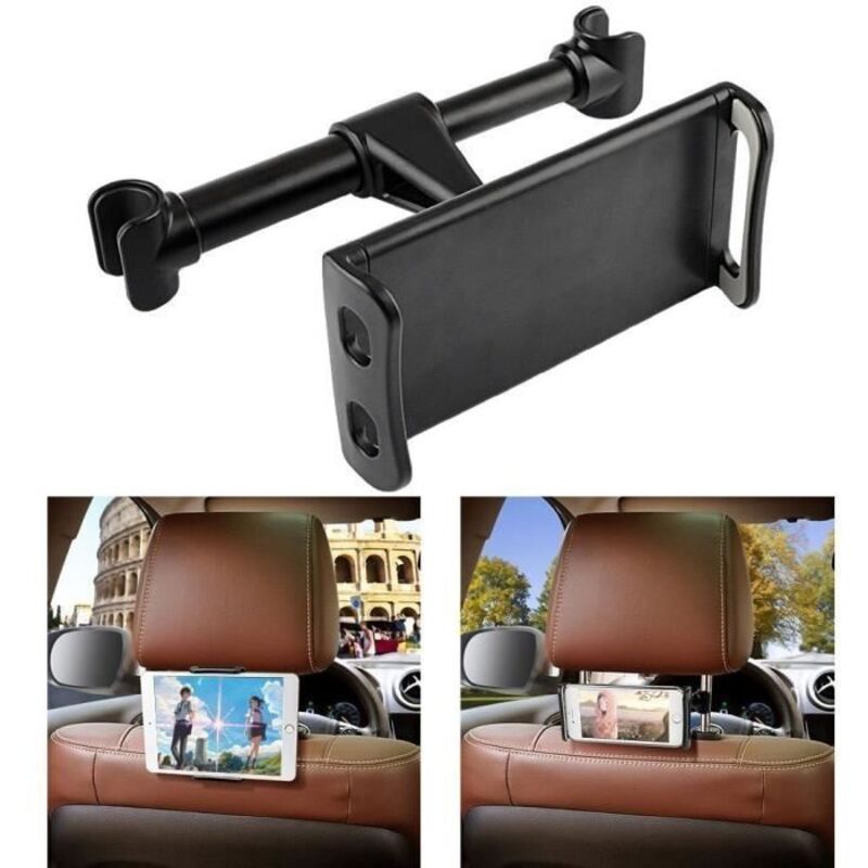 Support De Voiture Pour Tablette/téléphone Véhicule Réglable 360° Rotative À L'arrière Du Siège-noir