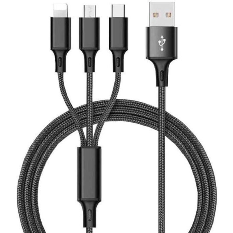 3 En 1 Multi Type Câble C Micro Usb Data Sync Charge Pour Iphone Android Nouveau 1 Pc
