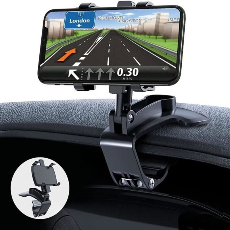 Leytn® Support De Téléphone Voiture Multifonction Pour Tableau De Bord Rotatif À 360° Pour Smartphones De 4 À 6.8 Pouces