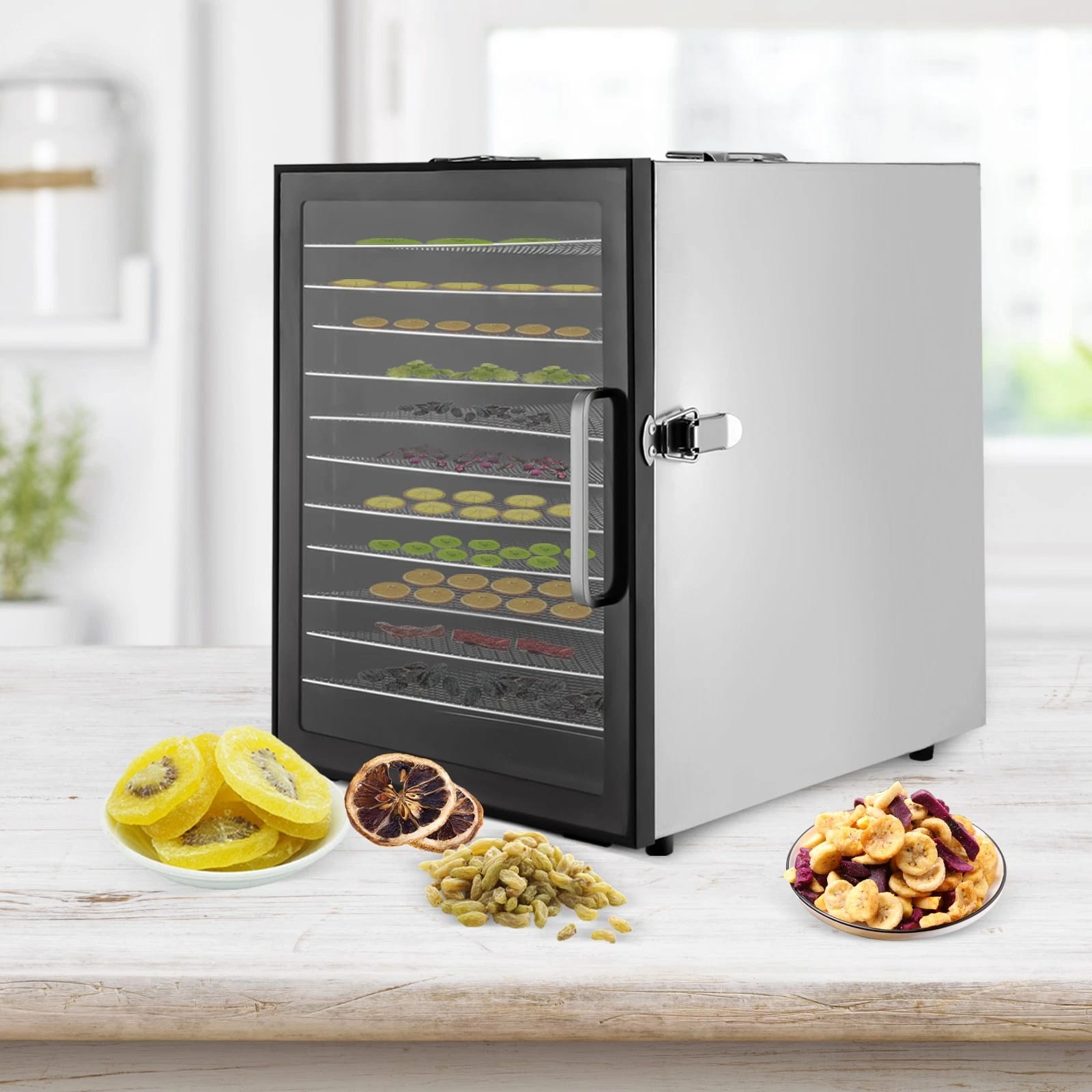 Elektrischer Dörrautomat Mit 12 Einschüben, Edelstahl, Automatisch, Obsttrockner, 30–80 °c, Für Den Hausgebrauch