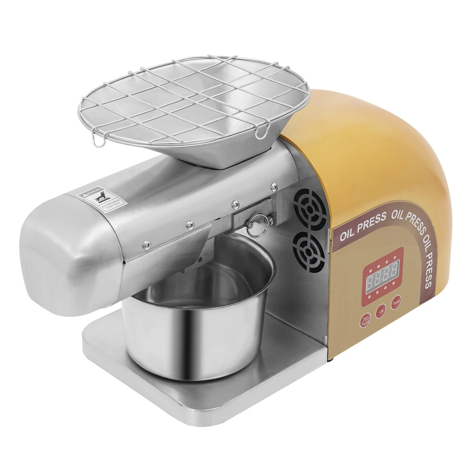 1800-w-elektro-ölpresse (0–300 °c) – Ölpresse Aus Edelstahl Für Erdnüsse, Walnüsse, Sonnenblumenkerne, Pinienkerne, Kürbiskerne Und Mandeln – 5–8 Kg/stunde (gold)