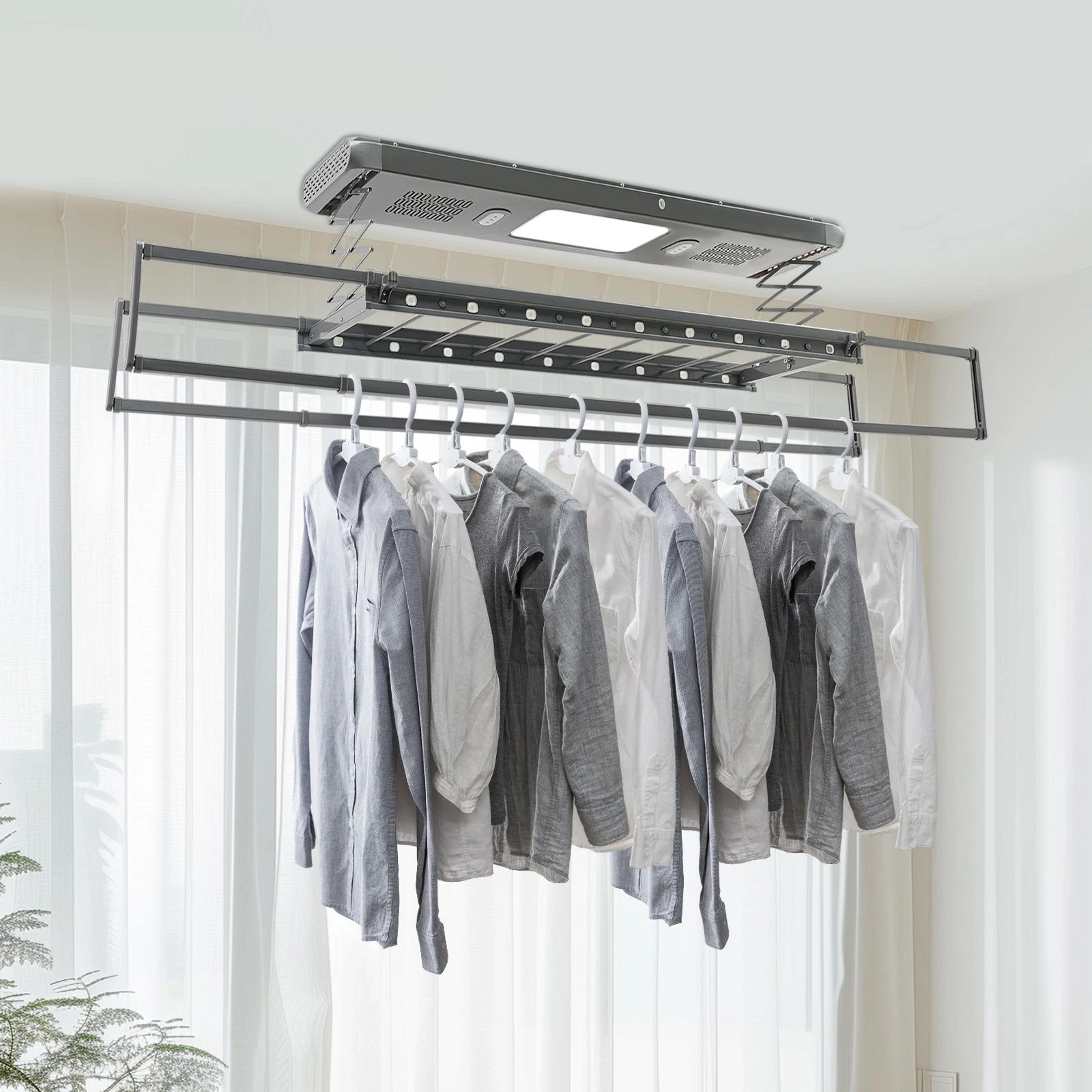 Elektrischer Wäschetrockner Zur Wand- Und Deckenmontage Mit Fernbedienung Maximale Tragkraft: 35 Kg Elektrischer Wäschetrockner Aus Aluminium Und Stahl Für Balkone, Badezimmer Und Andere Einsatzbereic