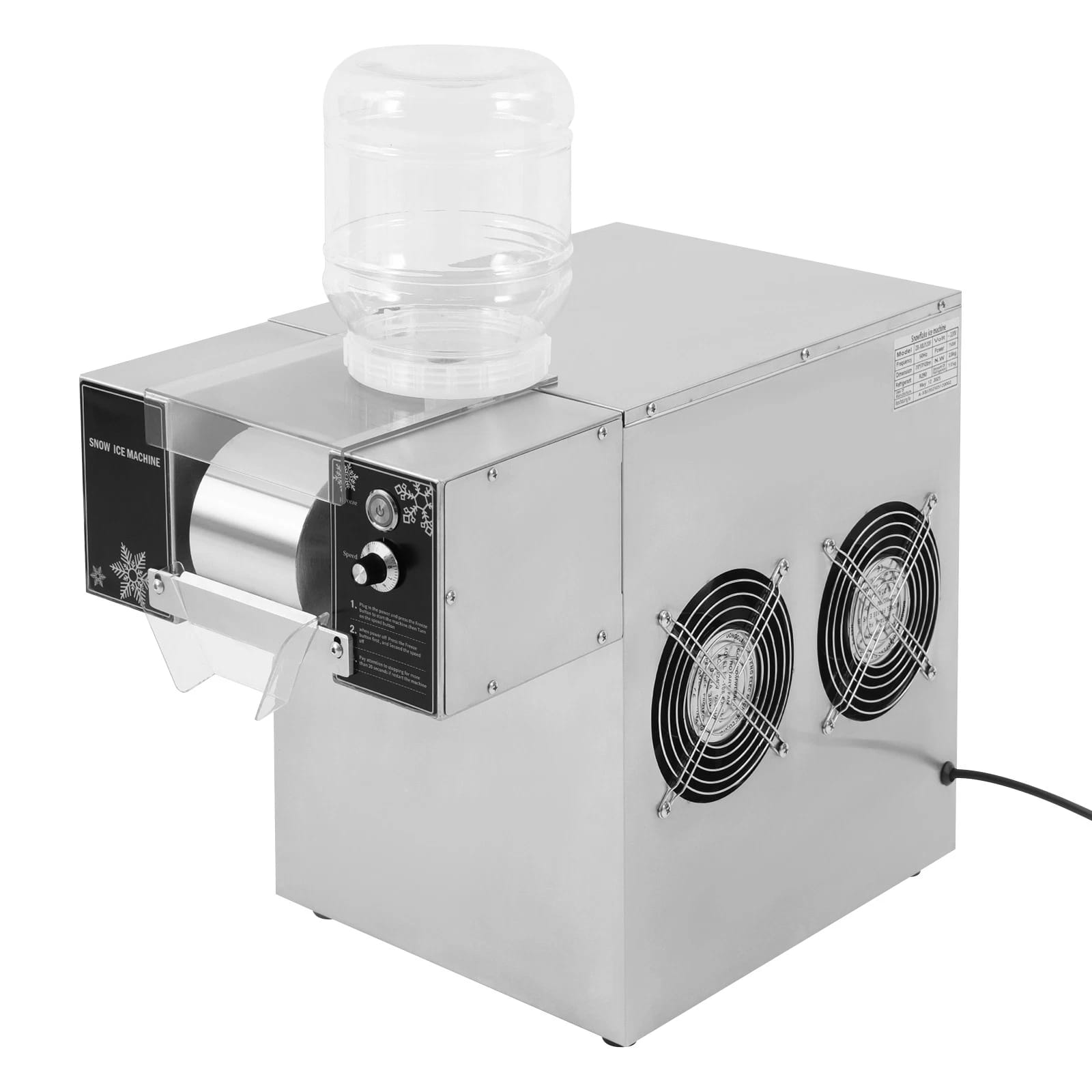 Gewerbliche Flockeneis- / Shaved-ice-maschine (120 Kg/24 Std.) – Elektrische Eismaschine In Silber Für Bubble-tea-läden, Bäckereien, Eisdielen Und Cafés