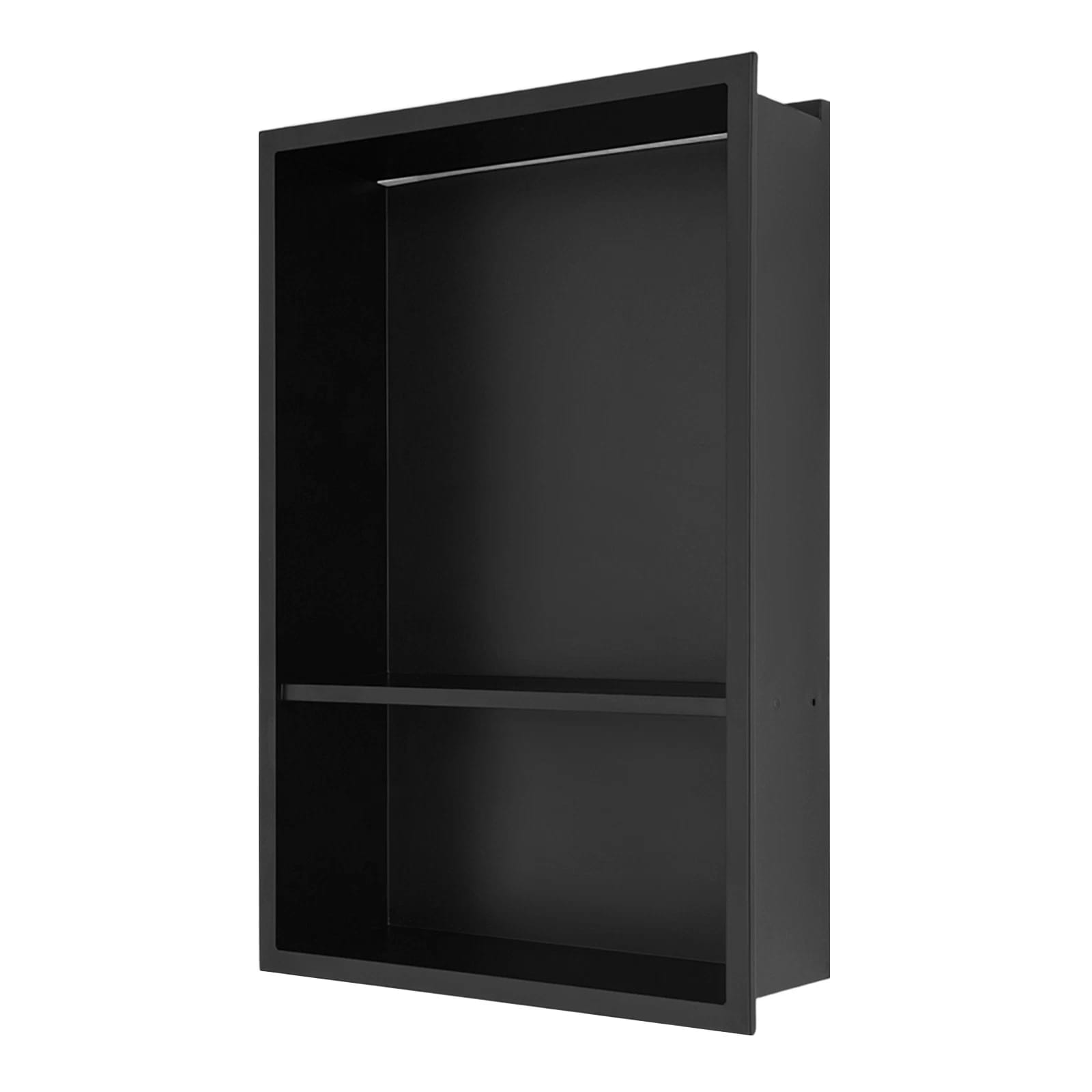 Duschablage Aus Edelstahl Mit Rgb-led-beleuchtung, Ferngesteuertem Stauraum, Doppelablage, Einbau-badezimmernische 33,3 X 10 X 48,5 Cm Zur Aufbewahrung Von Seife, Shampoo Und Kosmetikartikeln, Schwarz