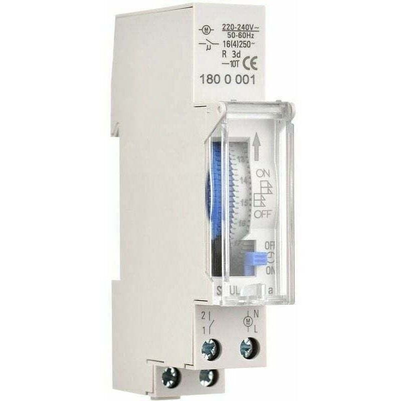 Mechanischer 24-stunden-timer Mit Schienenmontage Und Eingebauter Batterie, Mindesteinstellung 15 Minuten, Grau, Ac 220–240 V