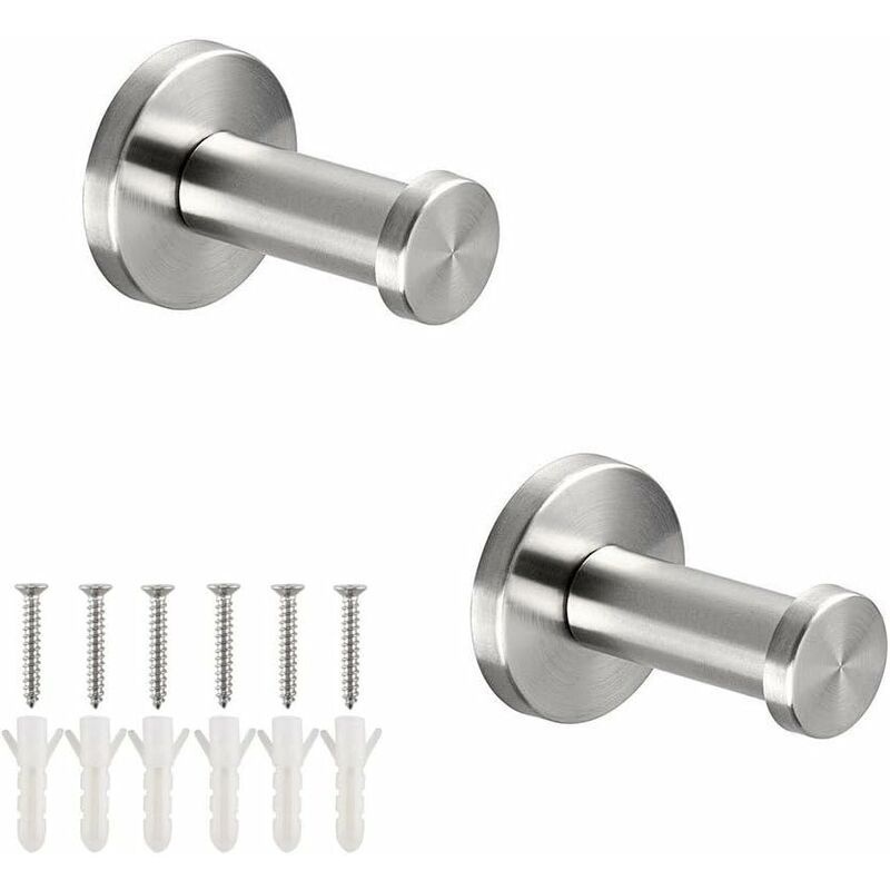 Set Aus 2 Eleganten Wandhaken Aus Gebürstetem Edelstahl Für Badezimmerschränke, Mäntel, Handtücher Und Kleider, 5 Cm