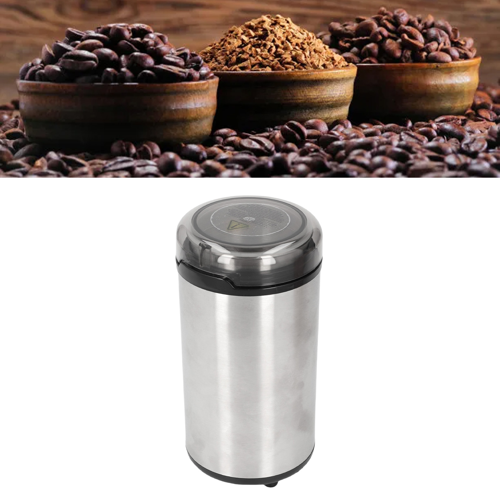 Revolutionäre Elektrische Kaffeemühle Aus Edelstahl 304 Mit 200-w-motor Und Transparentem Deckel Für Zuhause