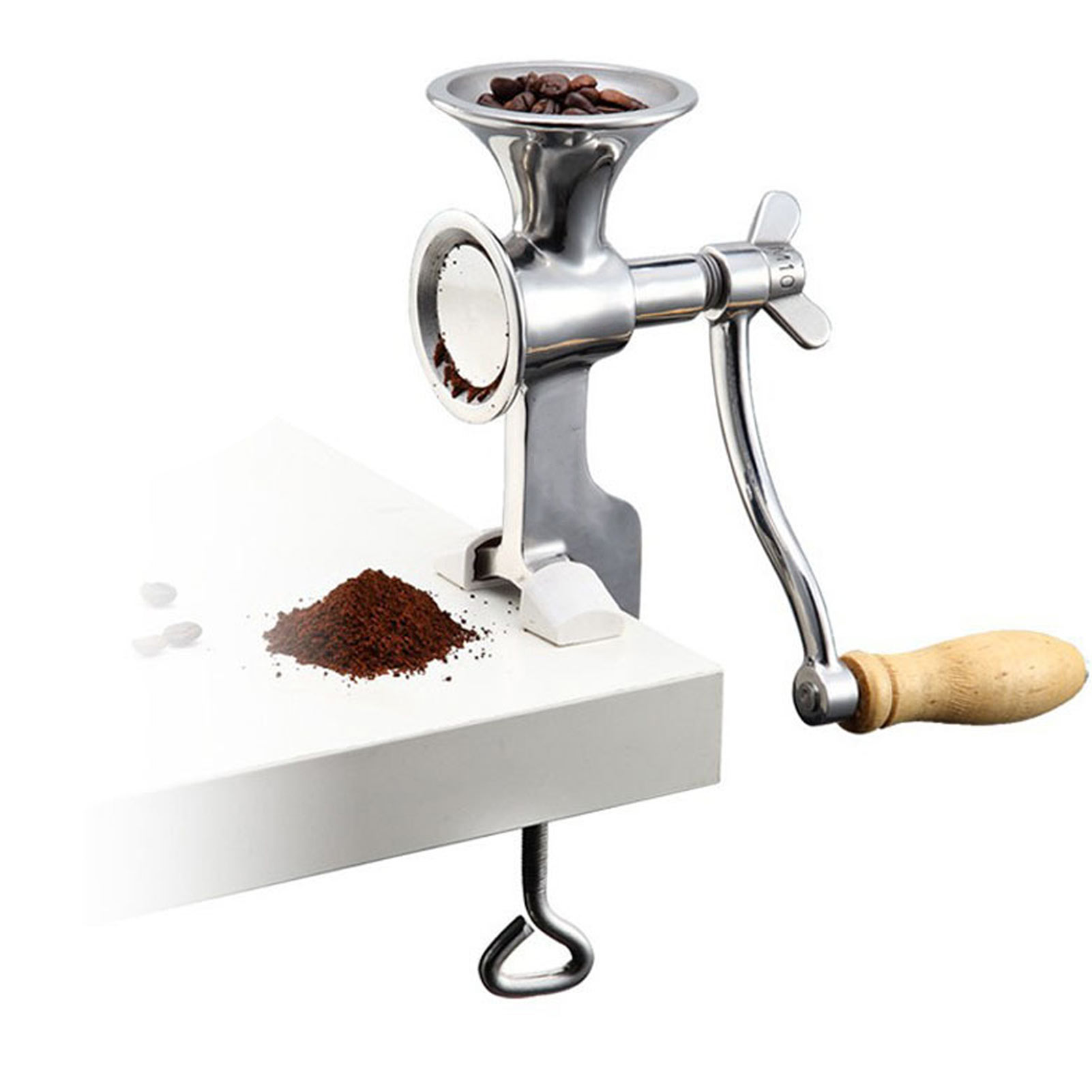 Manuelle Getreidemühle Mit Mahlwerk Aus Edelstahl 304 Und Holzgriff Für Kaffee, Reis Und Gewürze